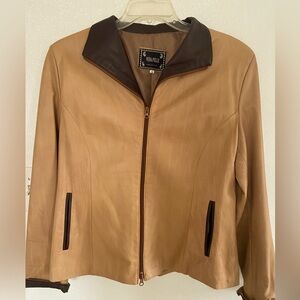 Vera Pelle leather like zipup jacket size 48 Vintage excellent condition buttery